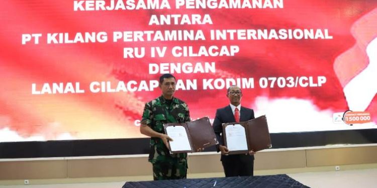 Kilang Cilacap Sepakati Perpanjangan Kerja sama Pengamanan Obvitnas dengan Lanal dan Kodim 0307/Cilacap